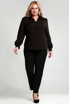 Блуза повседневная прямой силуэт с присборенными рукавами Таир-Гранд 62439 черный - фото 5