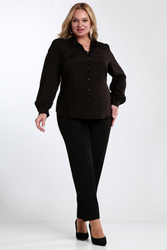 Блуза повседневная прямой силуэт с присборенными рукавами Таир-Гранд 62439 черный - фото 3