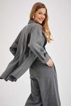 Демисезонные брюки палаццо из костюмной ткани с резинкой EZER 1110 серый_меланж - фото 4