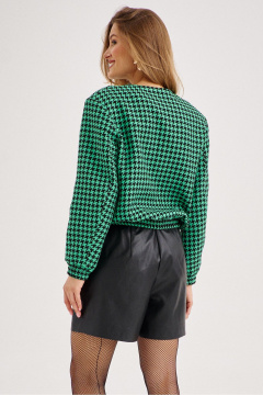 Черные эко-кожаные шорты с завышенной талией и складками EZER 1303 черный - фото 4