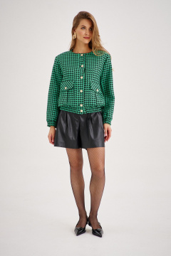 Черные эко-кожаные шорты с завышенной талией и складками EZER 1303 черный - фото 1