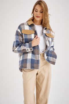 Мультиколорoversайз рубашка на стёганной подкладке с меховым декором EZER 1703 мультиколор - фото 3