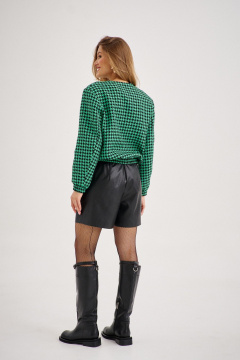 Зеленый и черный комплект из бомбера и эко-кожаных шорт EZER 2093 чёрно-зелёный_черный - фото 5