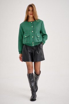 Зеленый и черный комплект из бомбера и эко-кожаных шорт EZER 2093 чёрно-зелёный_черный - фото 4