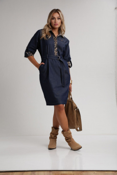 Платье из джинса полуприлегающего силуэта, классика ALEZA 1221 - фото 2