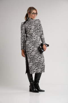 Блузочно-платье трикотажное с воротником-стойкой, классика ALEZA 1223 - фото 3