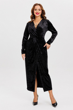 Платье из бархата с разрезом и высоким разрезом VI ORO VR-1156-5 черный - фото 2