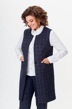 Костюм женский брюк и жилета деловой демисезонный Slaviaelit 544 серая_клетка_меланж - фото 4