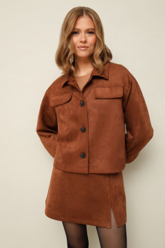 Жакет и мини-юбка из экозамши с разрезами PUR PUR 11-327 - фото 2