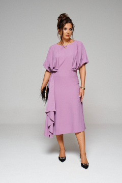 Нарядное платье прямого силуэта длиной до колен из трикотажа Beautiful&Free 6215 пудра - фото 2