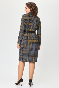 Платье длиной 105 см из трикотажа в нейтральных оттенках DaLi 5718 серый_клетка - фото 2