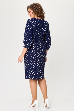 Платье длиной 98 см из текстиля в полоску DaLi 3693 синий_горох - фото 2