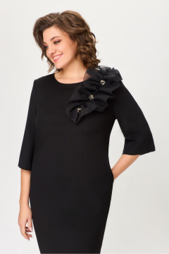 Платье черного цвета с длиной 95 см из текстиля DaLi 7006 чёрное - фото 4