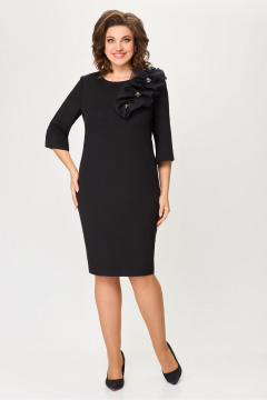 Платье черного цвета с длиной 95 см из текстиля DaLi 7006 чёрное - фото 1