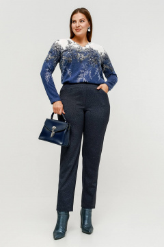 Брюки зауженные из трикотажа с широкой резинкой и высокой посадкой La rouge 8061 джинсовый - фото 1