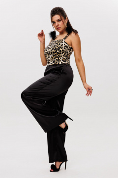 Топ из атласа с бретелями и мягким блеском Anelli 1429 дикий_лео - фото 5