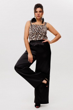 Топ из атласа с бретелями и универсальным стилем Anelli 1429 светлый_лео - фото 4