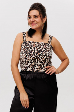 Топ из атласа с бретелями и универсальным стилем Anelli 1429 светлый_лео - фото 3