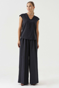 Блузка из вискозы без рукавов классика для летнего сезона Панда 182743w черный - фото 1