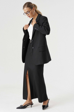 Однобортный жакет в мужском стиле из текстиля Панда 188330w черный - фото 3