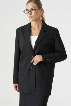 Однобортный жакет в мужском стиле из текстиля Панда 188330w черный - фото 4