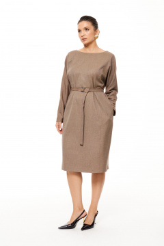 Платье приталенное с горловиной расширенной и карманами Панда 202780w коричневый - фото 2