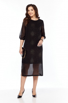 Нарядное платье прямого силуэта с разрезами и шифоном БагираАнТа 998 - фото 3