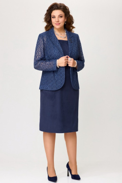Комплект из кружевного жакета и классического платья Fita 1971 синий - фото 2