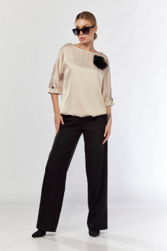 Блуза с съемной бижутерией и свободным кроем Talia fashion 434 светлый_беж - фото 5