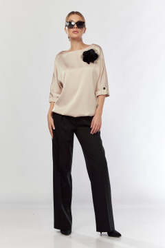 Блуза с съемной бижутерией и свободным кроем Talia fashion 434 светлый_беж - фото 4