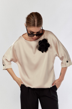Блуза с съемной бижутерией и свободным кроем Talia fashion 434 светлый_беж - фото 3
