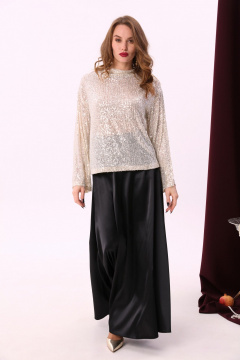 Черная макси юбка солнце с узким поясом и карманами NikVa 813-1 чёрный - фото 1