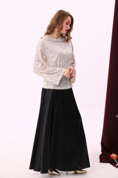 Черная макси юбка солнце с узким поясом и карманами NikVa 813-1 чёрный - фото 3