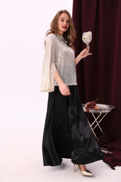 Черная макси юбка солнце с узким поясом и карманами NikVa 813-1 чёрный - фото 2