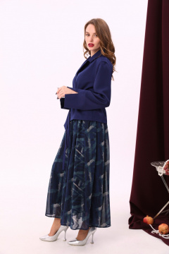 Комбинированное платье из двух тканей с фигурным низом и воротником NikVa 900-2 сапфир - фото 3