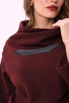 Костюм из джемпера и брюк с лампасами из отделочной ткани NikVa 908-1 винный+чёрный - фото 2