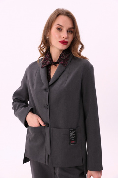 Жакет свободного кроя с воротником шалем на подкладке NikVa 911-1 графит - фото 2