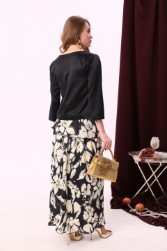 Блуза свободного кроя с складками и воротником с молнией NikVa 915-1 чёрный-беж - фото 4