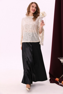 Джемпер и юбка нарядный костюм с пайетками и свободным силуэтом NikVa 921-1 золото+чёрный - фото 2