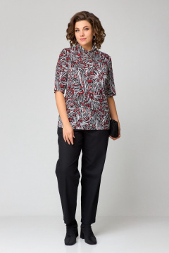 Джемпер прямого кроя из трикотажа с воротником-стойкой Bliss 8092 белый_красный - фото 5