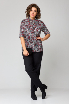 Джемпер прямого кроя из трикотажа с воротником-стойкой Bliss 8092 белый_красный - фото 2