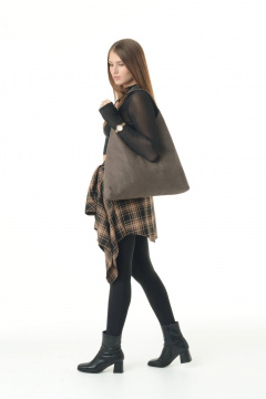 Коричневая сумка из искусственной замши с большим пространством MT.Style BAG/\ brown-velour - фото 4