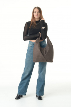 Бежевая сумка из искусственной замши с компактным дизайном MT.Style Gabbi/\ brown-velour - фото 1