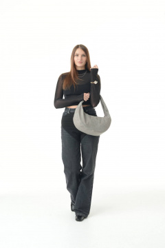 Круглогодичная женская сумка из искусственной замши с карманом MT.Style HOBO grey-velour - фото 4