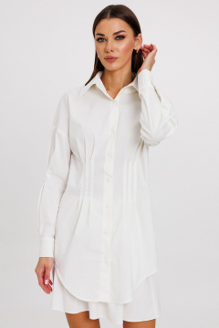 Платье-рубашка из хлопка с поясом, белое, без рукавов Kivviwear 4244.03 - фото 5