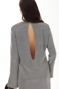 Стильное платье из трикотажа с металлизированными нитями Твой имидж 2013 серебристый - фото 3