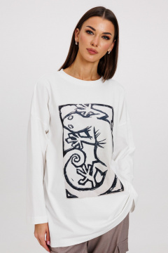 Джемпер женский демисезонный с оригинальным дизайном из хлопка Kivviwear 4246.14 - фото 5