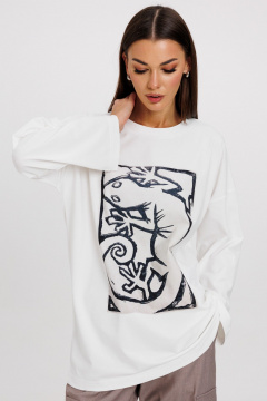 Джемпер женский демисезонный с оригинальным дизайном из хлопка Kivviwear 4246.14 - фото 4