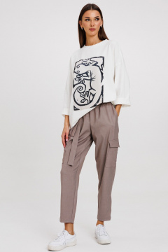 Джемпер женский демисезонный с оригинальным дизайном из хлопка Kivviwear 4246.14 - фото 2