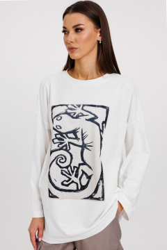 Джемпер женский демисезонный с оригинальным дизайном из хлопка Kivviwear 4246.14 - фото 1